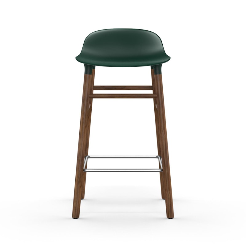 Form Barstol 65cm, Grøn/Valnøddetræ