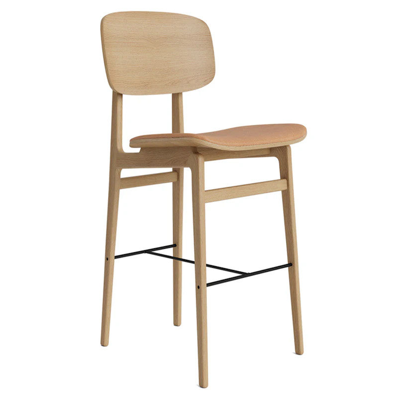 NY11 Barstol Med Polstret Sæde & Ryglæn H65 Natural Eg/Camel 21004