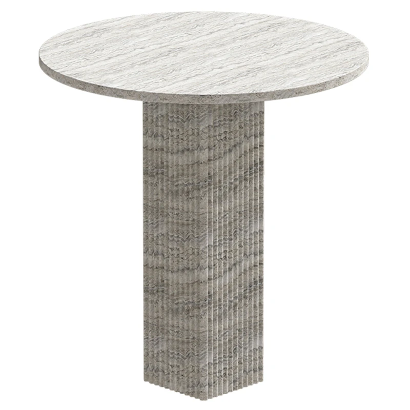 Soho Dining Table Ø80 cm, Silver Travertine