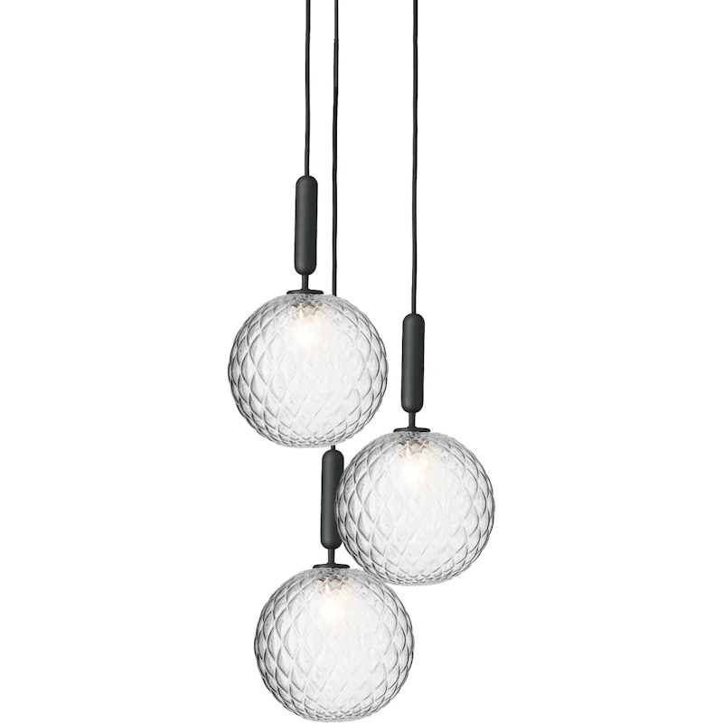 Miira 3 Lysekrone 370 mm, Rock Grey / Klar