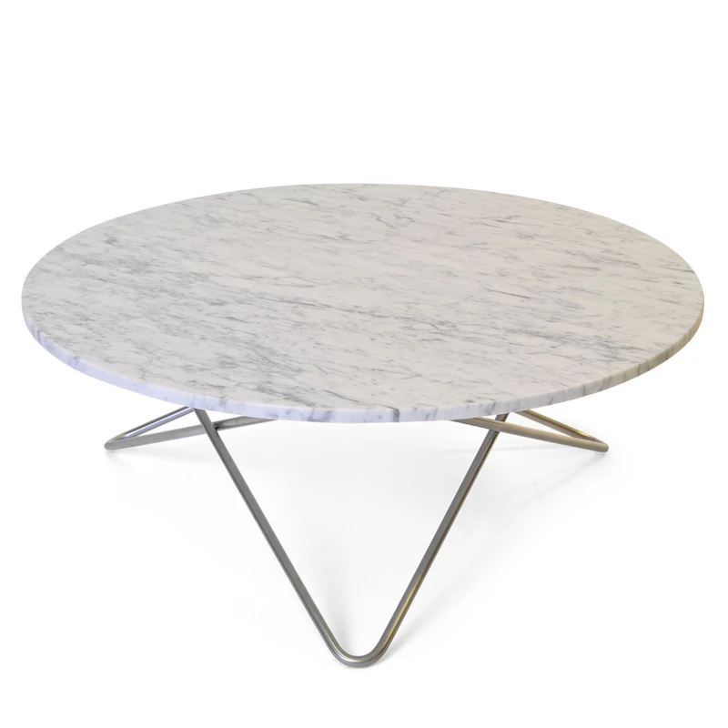 Large O Bord, Hvid Marmor/Stål