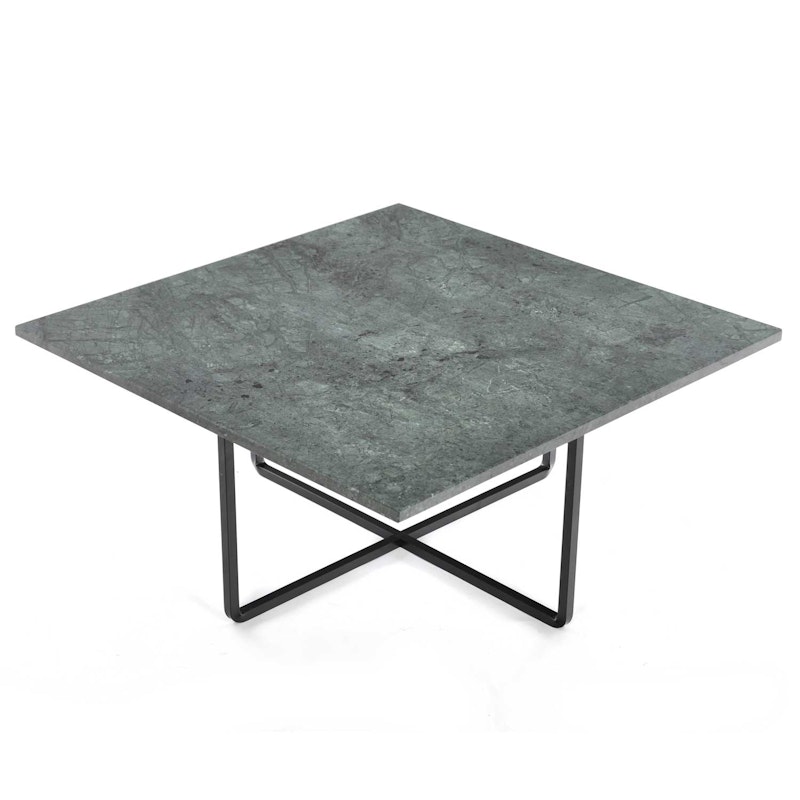 Ninety Sofabord 80x80x35cm, Grøn Marmor/Sort