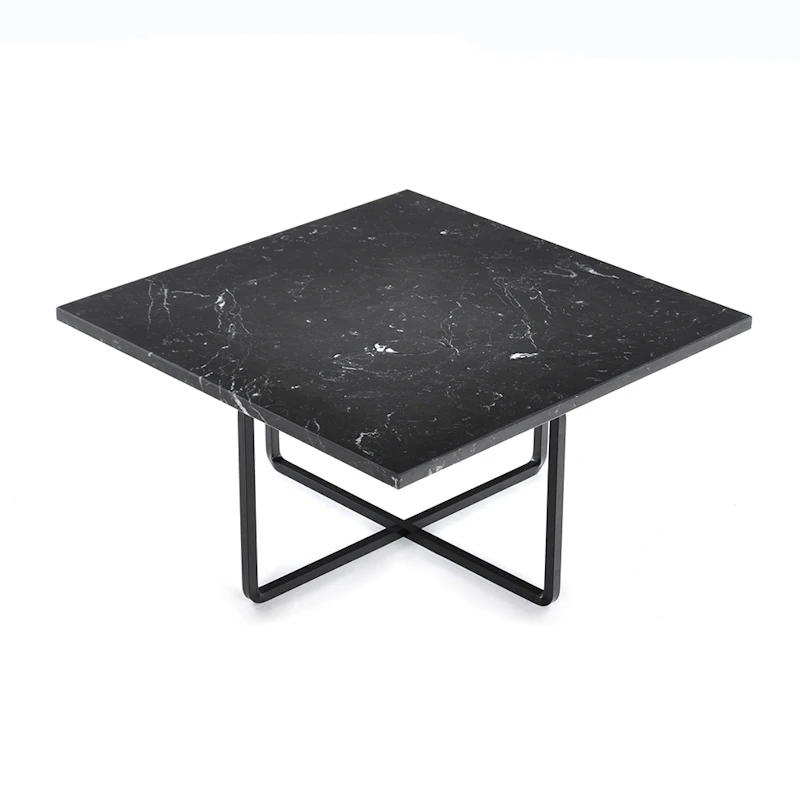 Ninety Soffbord 60x60x30cm, Sort Marmor/Sort
