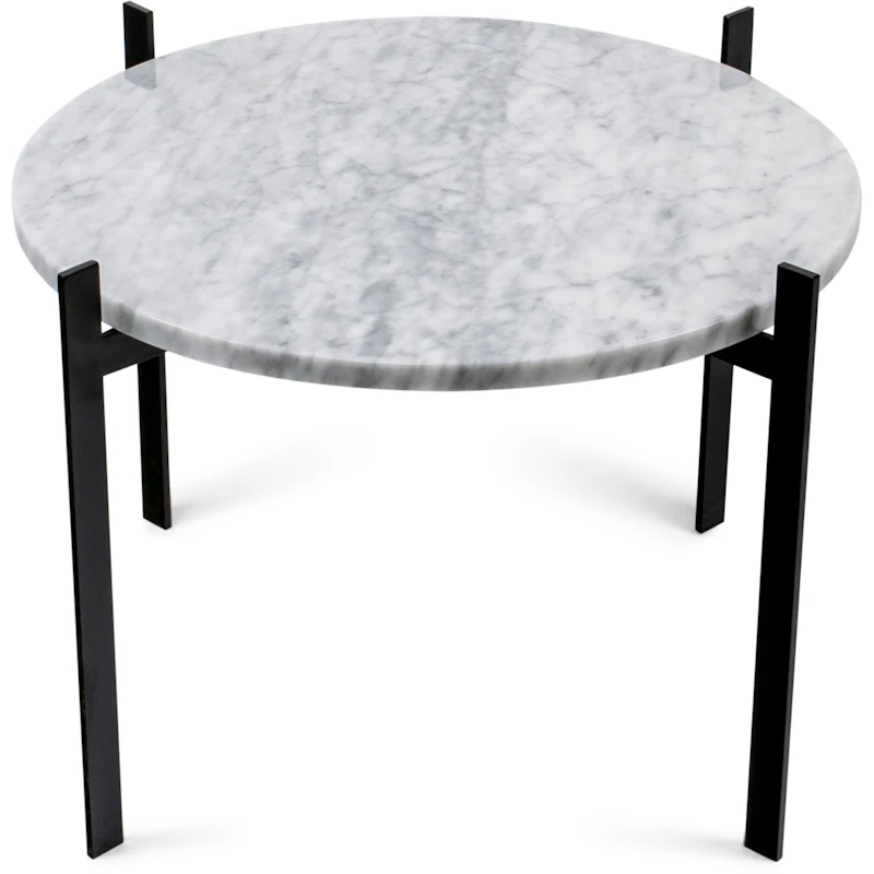 Single Deck Table, Marble White Matt 50, Black Frame