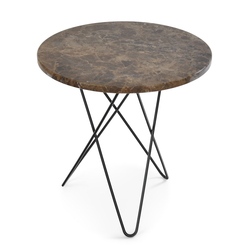 Tall Mini O Sidebord, Brun Marmor/Sort