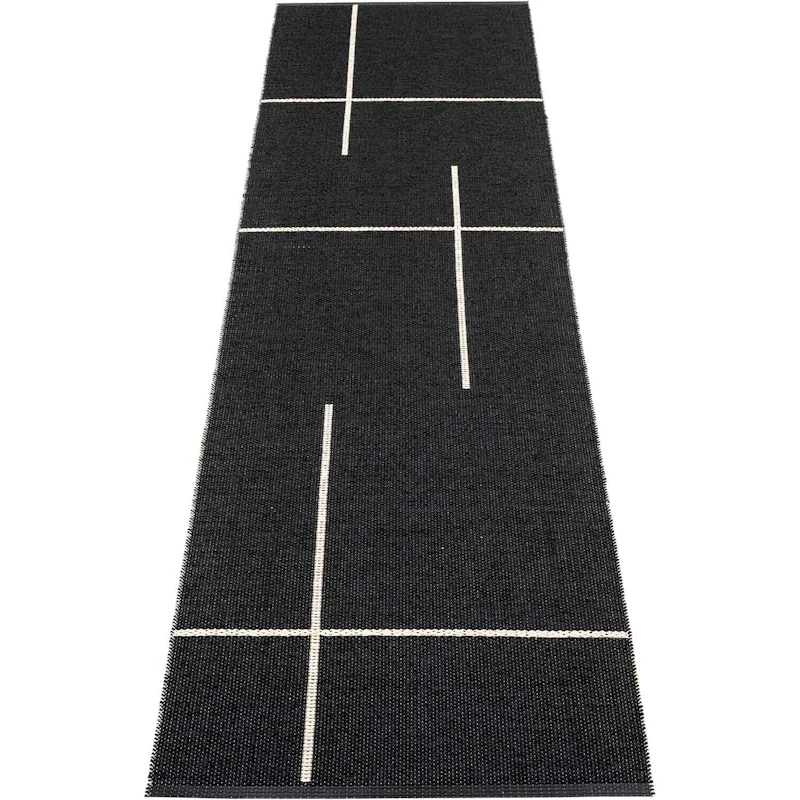 Fred Tæppe 70x270 cm, Black / Vanilla