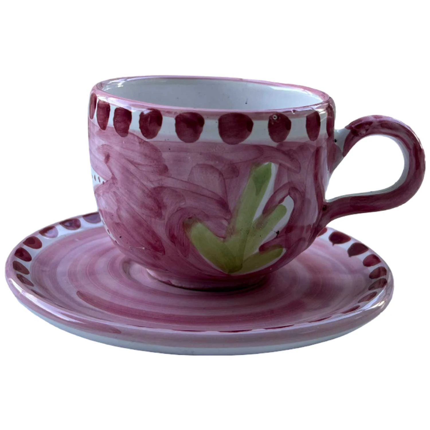 Piccola Home Amalfi Cappuccinokop Med Underkop - Kaffekopper Keramik Rosa - TZTDB--A-RO-SM