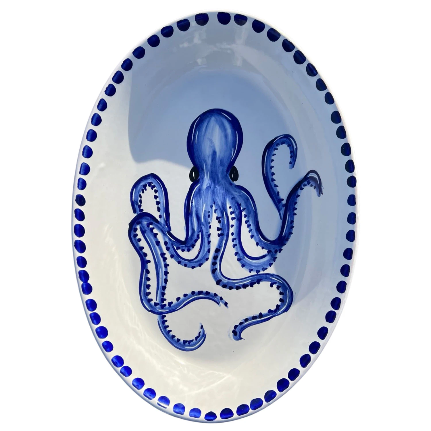 Piccola Home Marina Serveringsfad 37 Cm - Serveringsfad Keramik Bl&aring; - OV37TV-MAR-PU