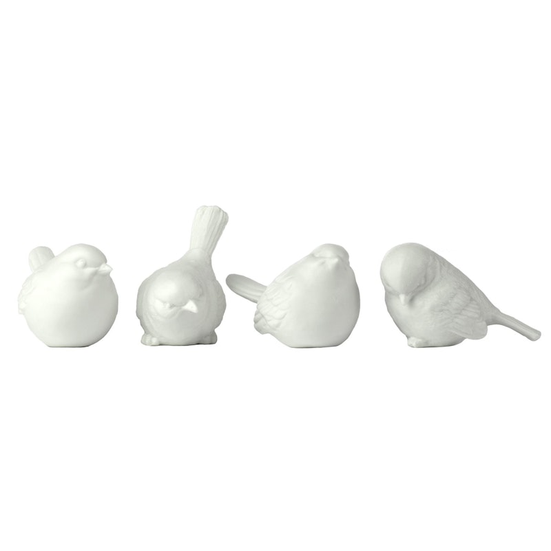 Sparrow porcelænsfugle 4-pack, Hvid