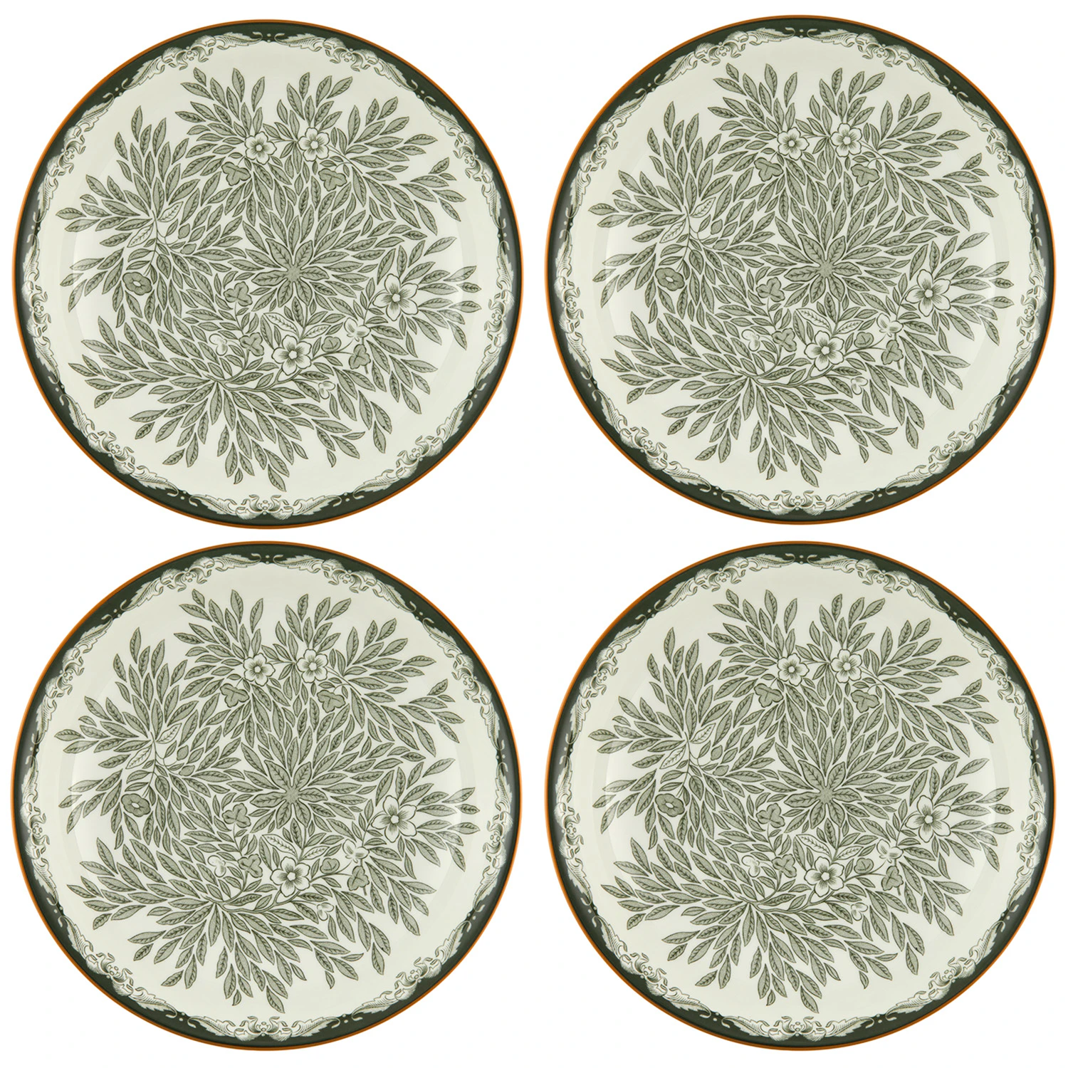 R&ouml;rstrand Ostindia Floris Dyb Tallerken 22 Cm 4-pak - Dybe tallerkner Porcel&aelig;n Gr&oslash;n - 1074224-4PACK