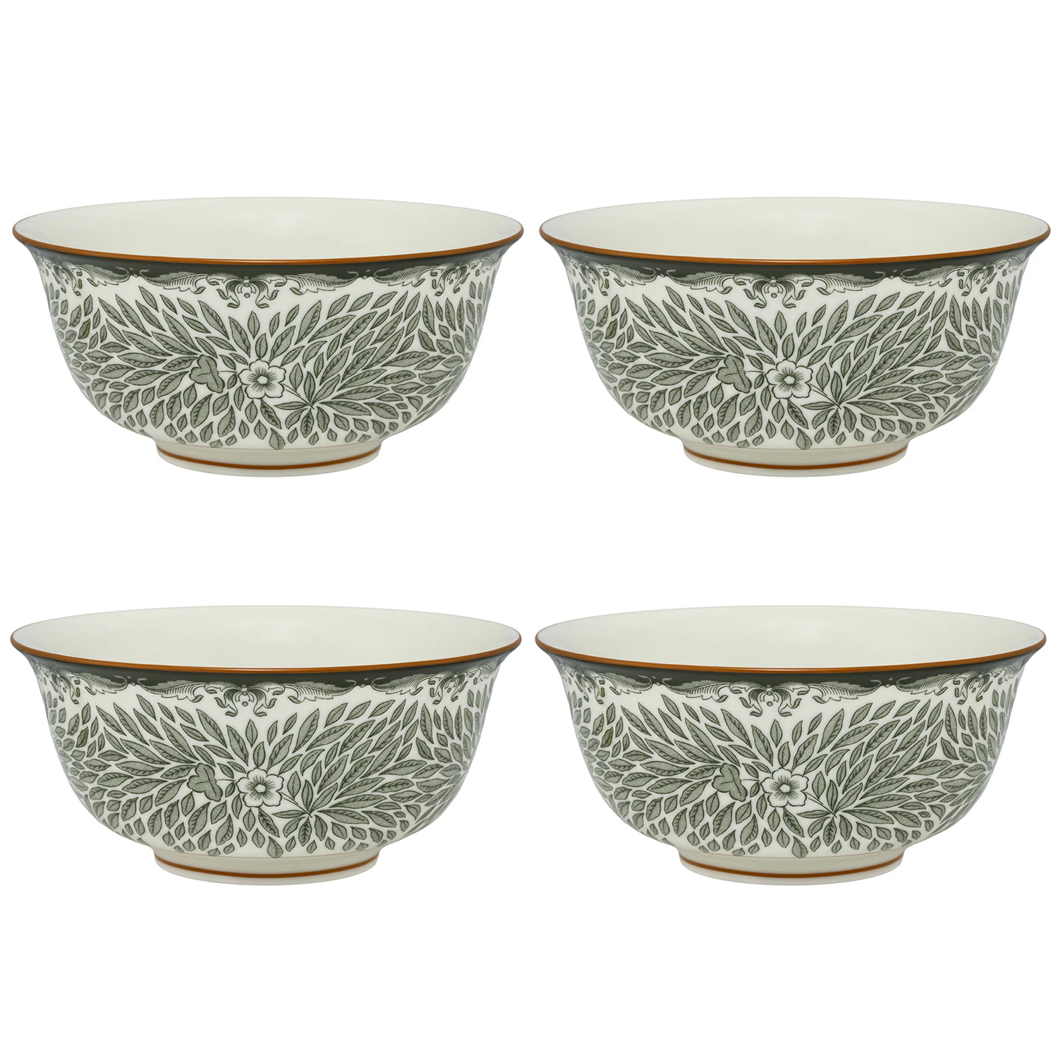 R&ouml;rstrand Ostindia Floris Sk&aring;l 50 Cl 4-pak - Serveringssk&aring;le Porcel&aelig;n Gr&oslash;n - 1074219-4PACK