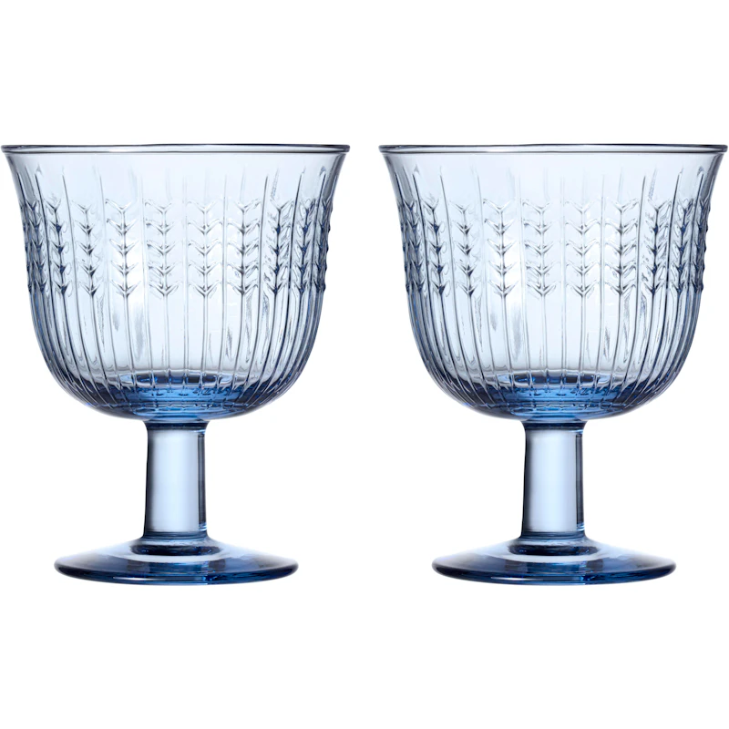 Swedish Grace Drikkeglas Med Fod 28 cl 2-pak, Blåt