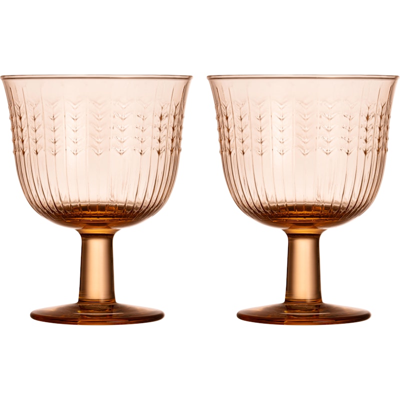 Swedish Grace Drikkeglas Med Fod 28 cl 2-pak, Caramel