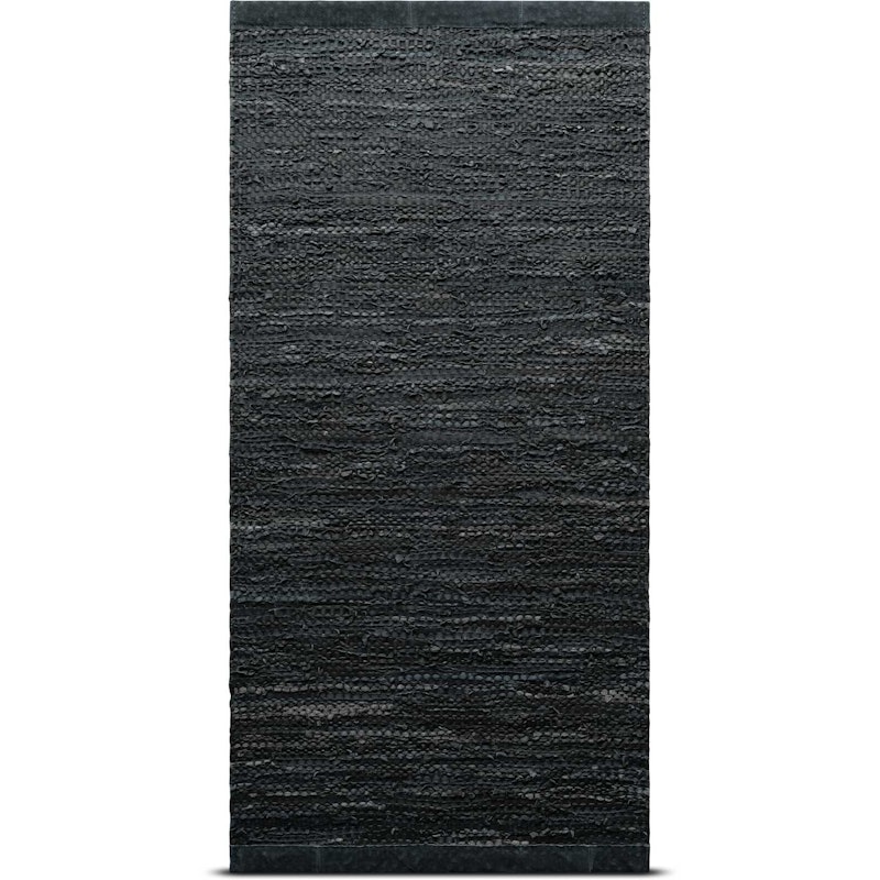 Leather Tæppe Med Kant 75x300, Mørkegrå