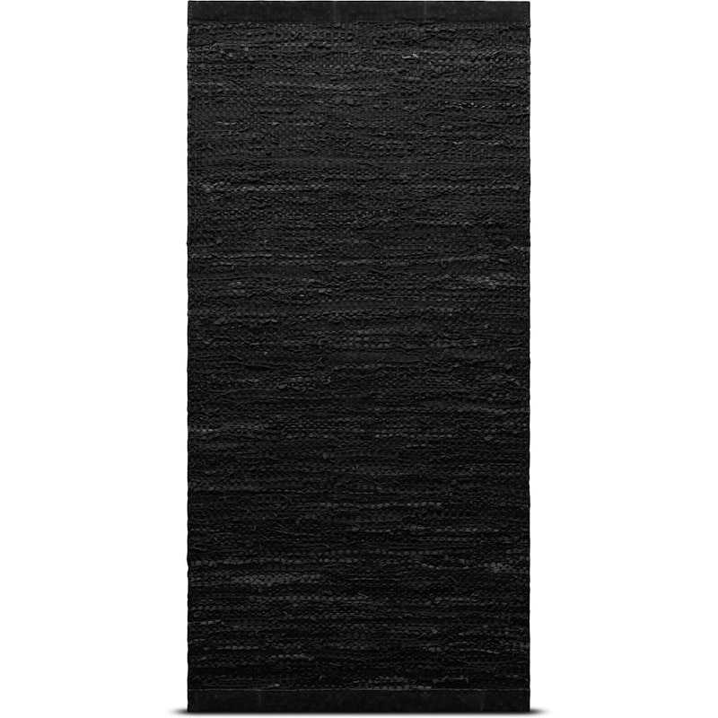 Leather Tæppe Med Kant 75x200, Sort