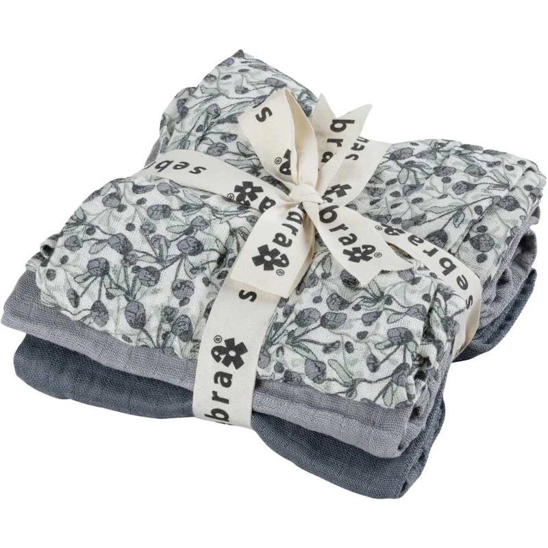 Muslin Babytæppe 3-pak, Blue Olive