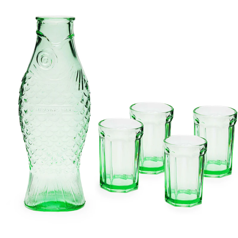 Fish & Fish Karaffel Med 4 Drinksglas, Grøn