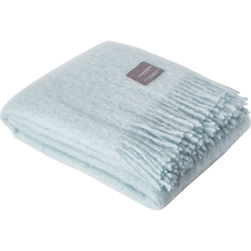 Mohair Tæppe Valset Frynse 130x170 cm, Dusky Blue