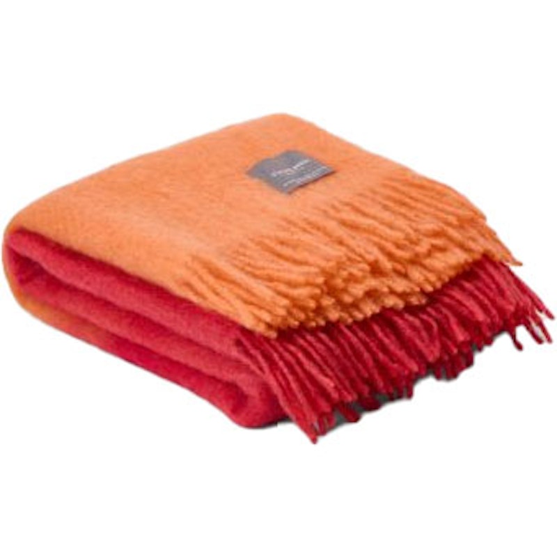 Mohair Tæppe Valset Frynse 130x170 cm, Orange / Peony