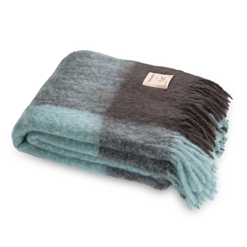 Suzanne Tæppe Mohair, Chocolate / Mint Green