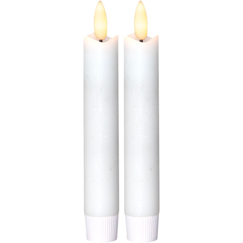 Flamme LED Antiklys Hvidt 2-pak, 15 cm