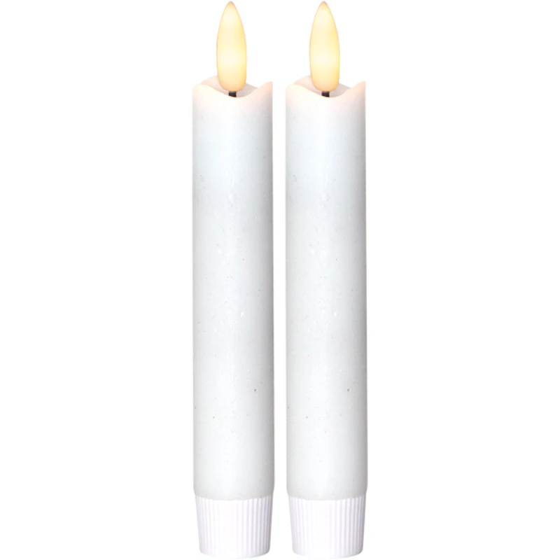 Flamme LED Antiklys Hvidt 2-pak, 15 cm