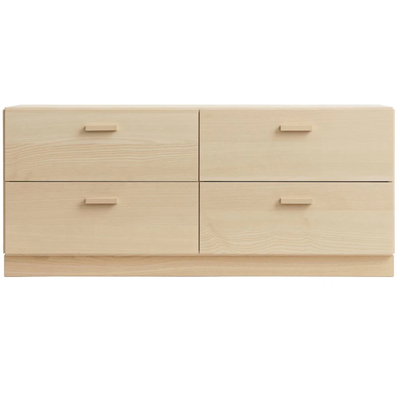 Relief Kommode Lav med Fodstykke, Asketræ