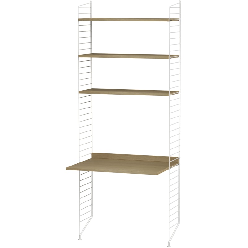 String Hylde Kombination A Arbejdsplads, Hvid / Eg
