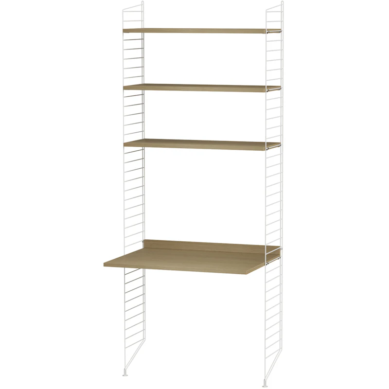 String Hylde Kombination A Arbejdsplads, Hvid / Eg