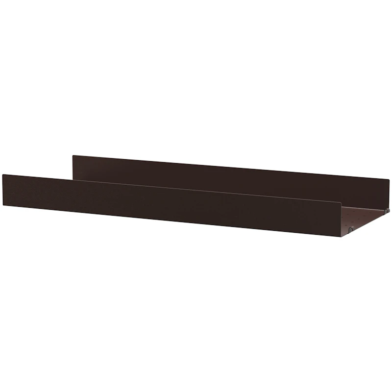 String Hylde Med Høj Kant Metal 30x78 cm, Mørkebrun