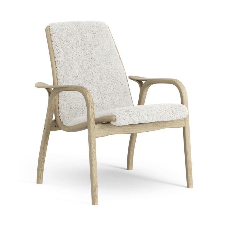 Laminett Lænestol Fåreskind, Lakeret Egetræ / Offwhite