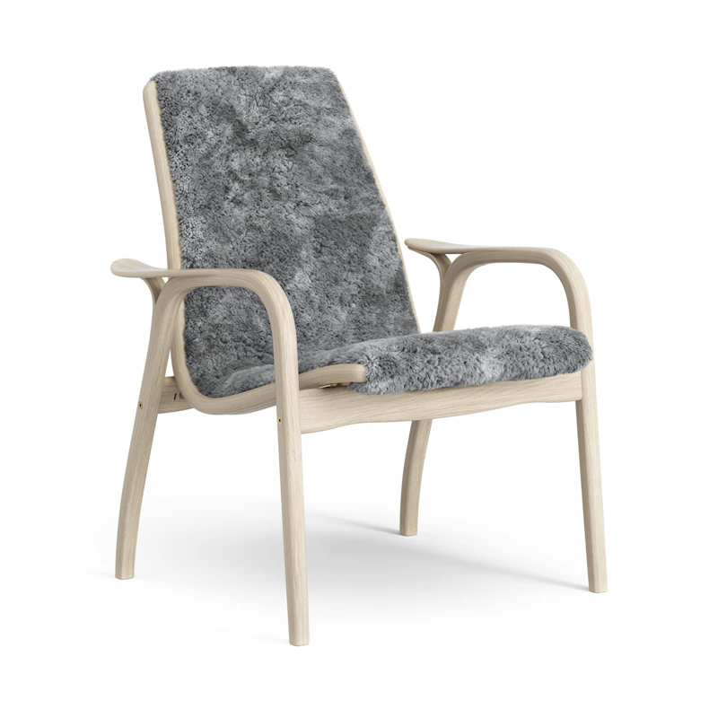 Laminett Lænestol Fåreskind, Hvidpigmenteret Lakeret eg / Scandinavian Grey