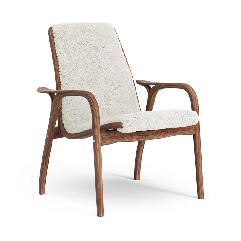 Laminett Lænestol Fåreskind, Lakeret Valnød / Offwhite