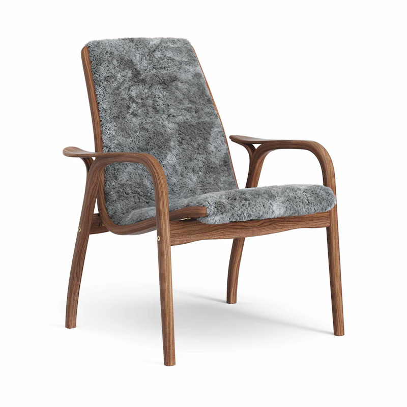 Laminett Lænestol Fåreskind, Lakeret Valnød / Scandinavian Grey
