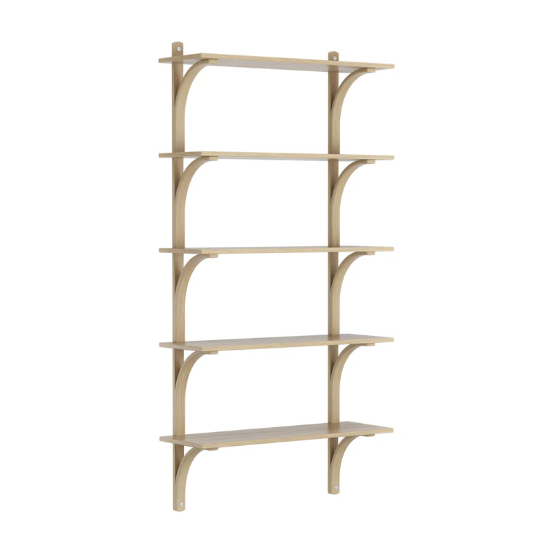 Levi Væghylde 90 cm Stor, Aluminium / Naturlack Eg