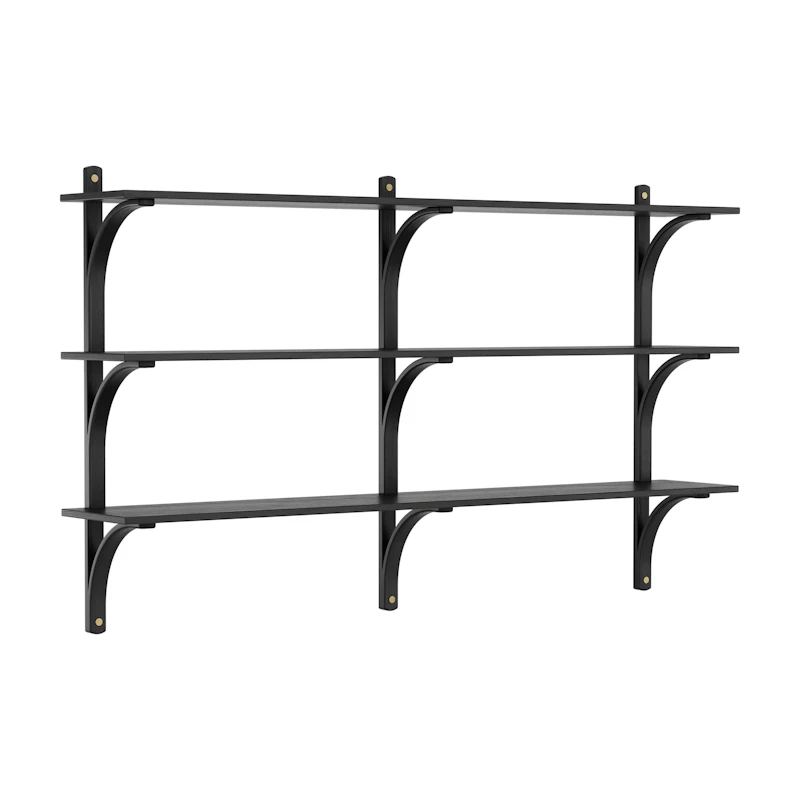 Levi Wall Shelf 180 cm Medium, Brass / Black Stained Ash