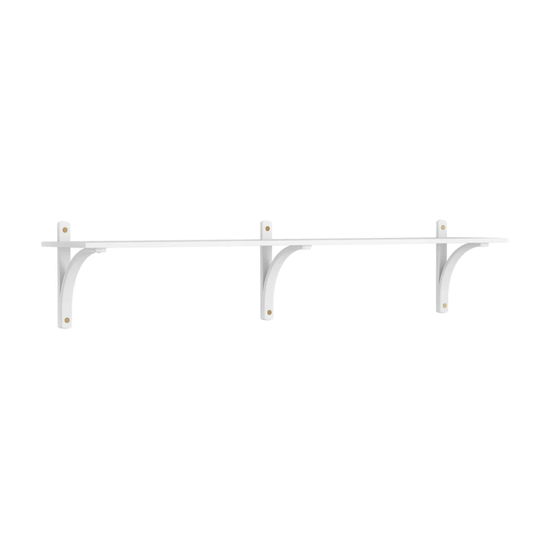 Levi Wall Shelf 180 cm Small, Brass / White Stained Ash
