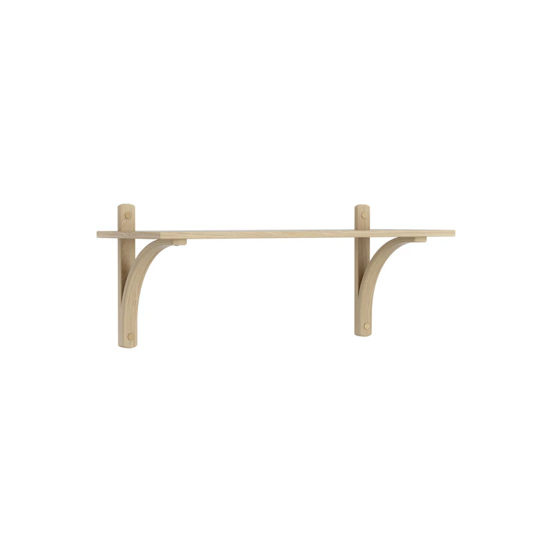 Levi Wall Shelf 90 cm Small, Brass / Naturlack Oak