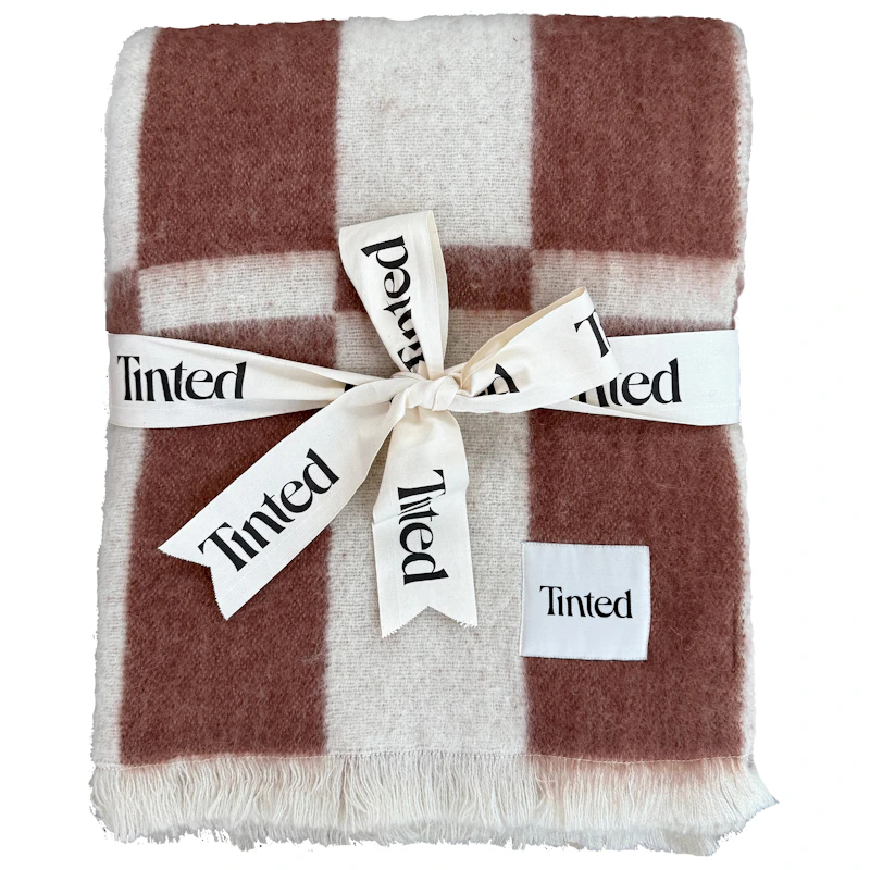 Hallin Plaid Mohair 130x170 cm, Offwhite / Rust