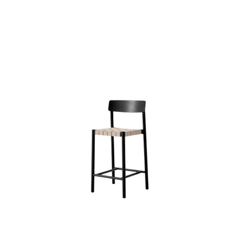 Betty TK12 Counterstol Sortlakeret Ask/Natural Linnedflet