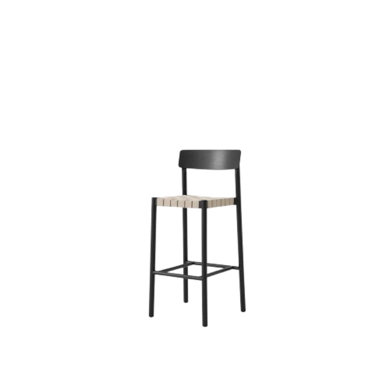 Betty TK15 Barstol Sortlakeret Ask/Natural Linnedflet