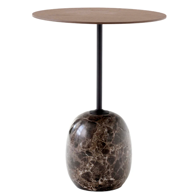 Lato LN8 Bord Rund, Lakeret Valnød / Emperador Marble