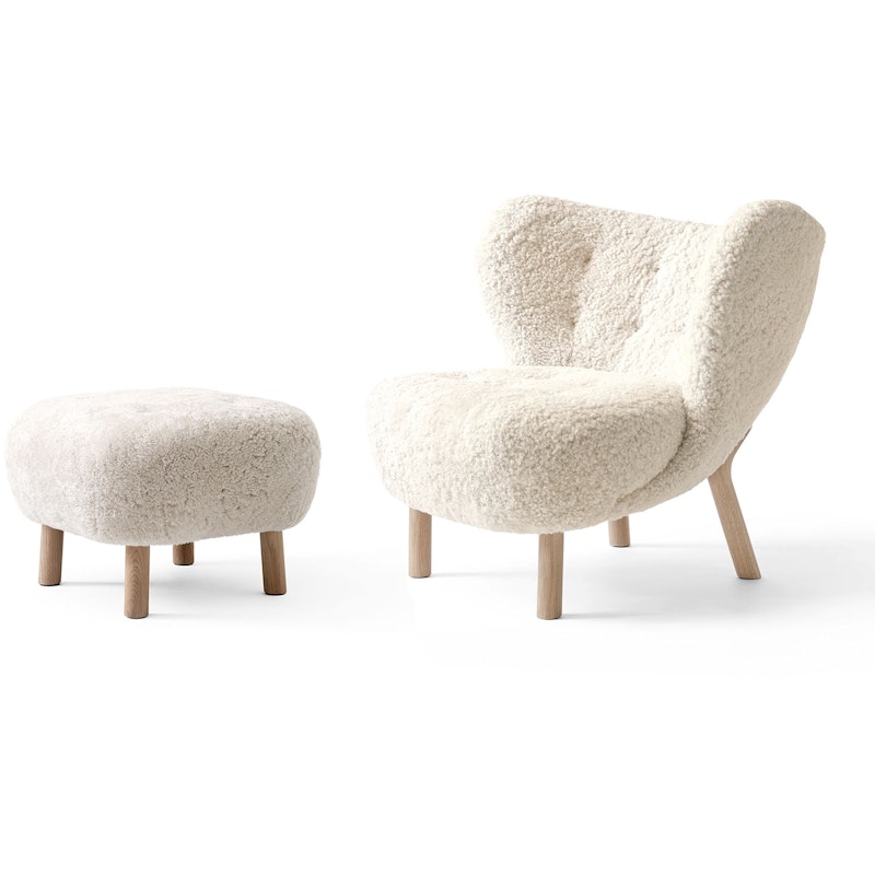 Little Petra VB1 Loungestol Set, Fåreskind Moonlight / Olieret Eg