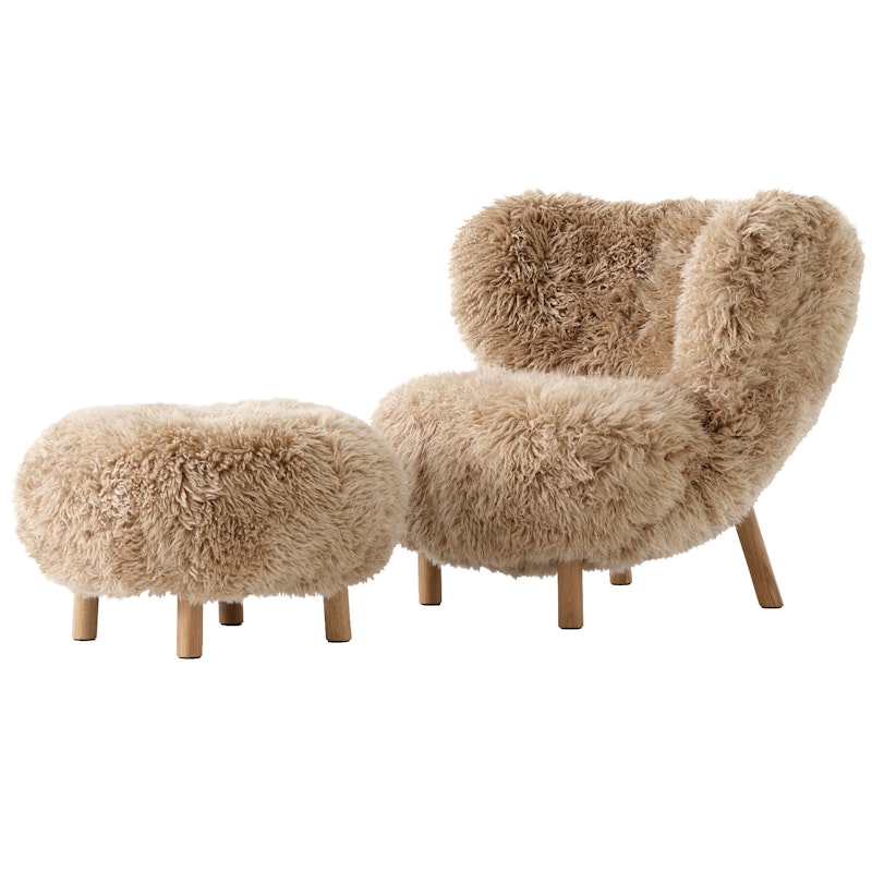 Little Petra VB1 Loungestol Set, Fåreskind Honey / Olieret Eg