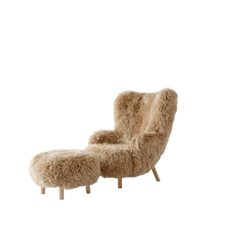 Petra VB3 Lænestol Fåreskind Honey 50/Oileret Eg Inkl. ATD1 Puf