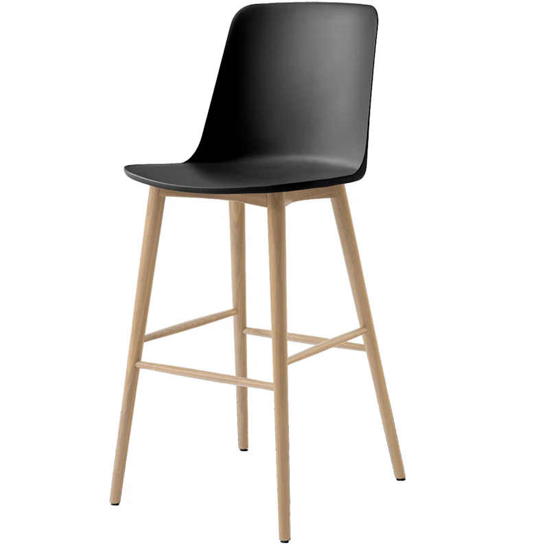Rely HW133 Høj Rygstøtte 75 cm, Lakeret Eg / Sort