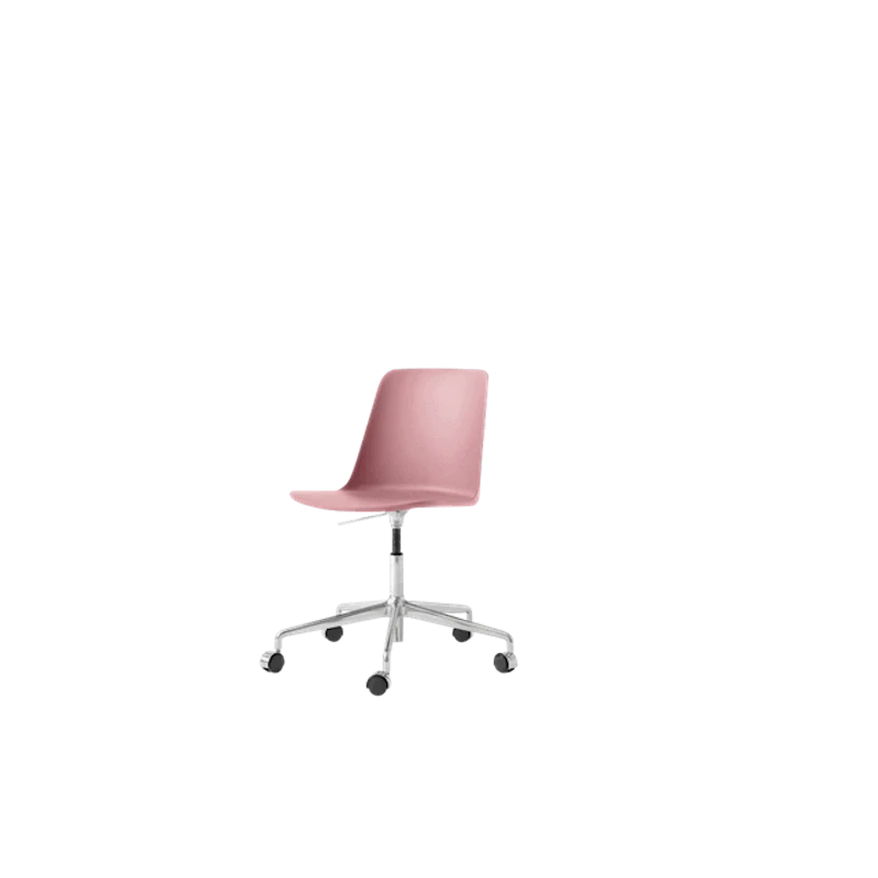 Rely HW28 Spisebordsstol Uden Armlæn Swivel Med Hjul Soft Pink/Aluminium