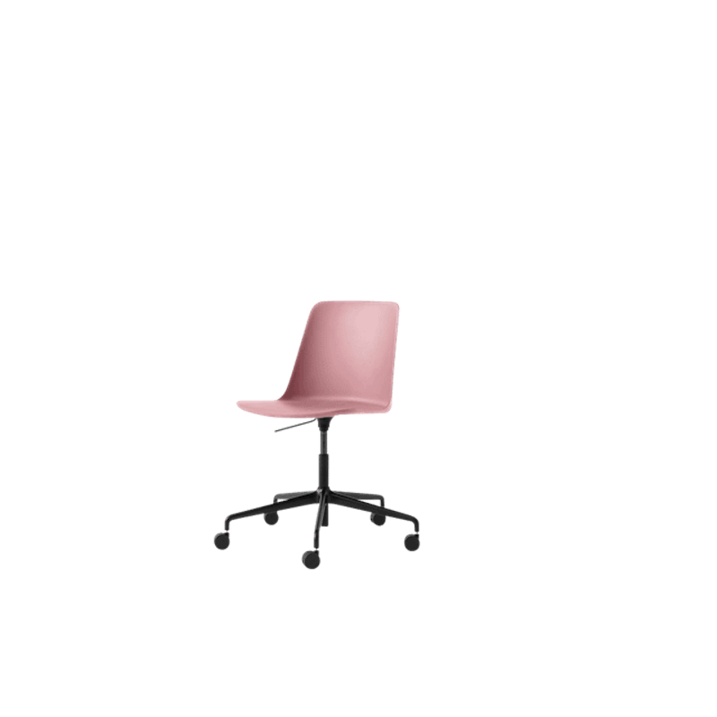 Rely HW28 Spisebordsstol Uden Armlæn Swivel Med Hjul Soft Pink/Sort
