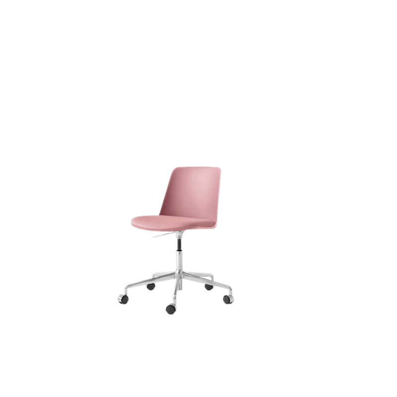 Rely HW29 Spisebordsstol Uden Armlæn Swivel Med Hjul Polstret Sæde Soft Pink/Aluminium/Vidar 0622