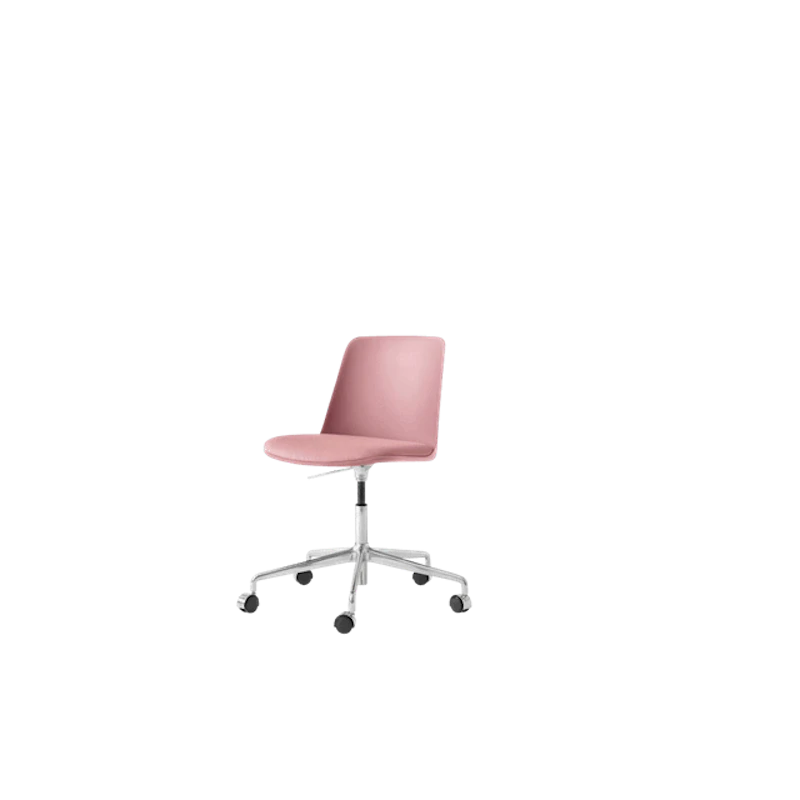 Rely HW29 Spisebordsstol Uden Armlæn Swivel Med Hjul Polstret Sæde Soft Pink/Aluminium/Vidar 0622